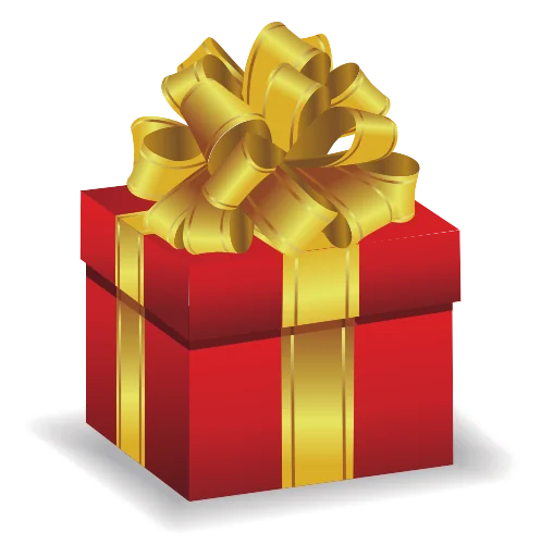 Red gift box with a gold bow