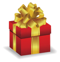 Red gift box with a gold bow
